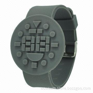 New Design Silicone LED Watch with Touch Sensor, CE Certified, RoHS Directive-compliant